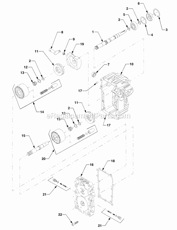 Hydrostatic Transmission Diagram and Parts List for 5264DE 54AE546-710, 54BE546-710 Cub Cadet Lawn Tractor